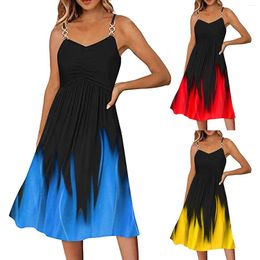 Casual Dresses For Women 2024 Plus Size Beach Printing Sleeveless V Neck Spaghetti Strap Sundresses Women'S