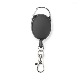 Keychains 500pcs/lot Black Retractable Keychain Badge Reels 60cm Pull Wire With Key Clip Nylon Climbing Accessories