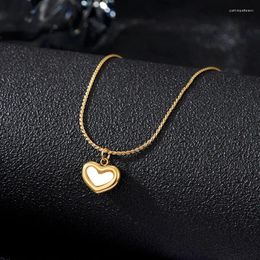 Pendant Necklaces IFKM Stainless Steel Gold Colour Love Heart For Women Chokers 2024 Trend Fashion Festival Party Gifts Jewellery