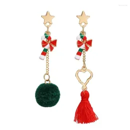 Dangle Earrings 2024 Cute Women Christmas Women's Creative Retro Minimalist Star Fur Ball Tassel Fashion Pendientes