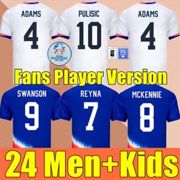 Football Jersey 2024 25 Usas Soccer Copa America USWNT Woman Kids Kit USMNT 24/25 Home Away Shirts National Set Uniform Player Version PULISIC BALOGUN SMITH