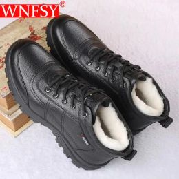 Boots Wnfsy Men Casual Boots Winter Men Bussiness Cotton Boots Warm Leather Sneakers Nonslip Snow Boots Men Leisure Large Size Boots