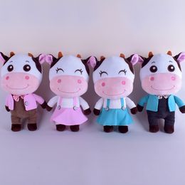 2024 Wholesale Cute Blue Pink Couple Cow plush toy Children's Games Playmates Holiday Gifts Room Decor