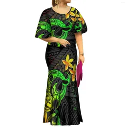 Party Dresses Luxury Design Samoan Puletasi Set Print Bat Sleeve Ptaha Polynesian Tribal Maxi Fishtail Skirt Womens 2 Piece