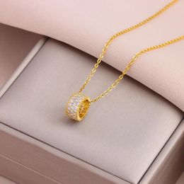 Pendant Necklaces 18K Gold Plated Sparkly Sexy Zircon Crystal For Women Female Stainless Steel Neck Chain Jewellery Wholesale