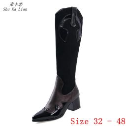 Boots Spring Autumn Women Knee High Boots High Heel Shoes Woman Thigh High Long Boots Small Plus Size 32 41 42 43 44 45 46 47 48