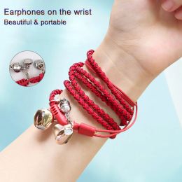 Earphones New Wired Headphones 3.5mm Creative Music Earbuds Portable Bracelet Stereo Headset with Mic volume control For Girl Boy Lover