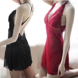 Women's Sleepwear Sexy Nightgowns Dress Through Lace Lingerie Night Women Underwear Party Nightie 2XL F80