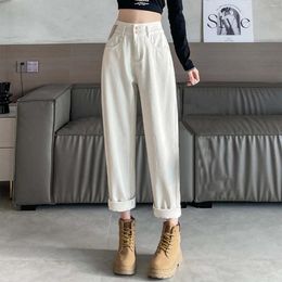 Women's Jeans Harlan Solid Colour Slimming Straight Radish Pants Casual Loose Elastic Waist Trousers For Women