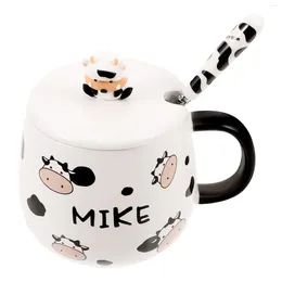 Wine Glasses 1 Set Cow Coffee Mug Cute Ceramic Cup With Spoon And Lid For Home Restaurant