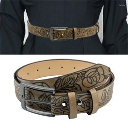 Belts Aesthetic Wide Belt For Women Embossing Pattern Pin Buckle WaistBelt Fashion Waistband Jeans Pants Adult Cowboy