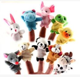 200pcs DHL Fedex EMS Animal Finger Puppets Kids Baby Cute Play Storytime Velvet Plush Toys Assorted Animals1128415