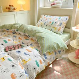 Bedding Sets Cotton Wash Printing Three Piece Bed Sheet Quilt Cover Pillow With Care On Set