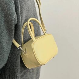 Drawstring Korean Fashion Leather Women's Handbag Versatile Macaron Colour Casual Small Square Bag Simple Armpitbag 2024 Portable Pillow