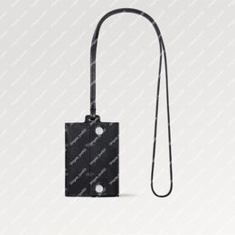 Explosion hot Card Holder Necklace M83155 Front flap double snap closure small essentials on-trend timeless black long slender strap compact practical accessory