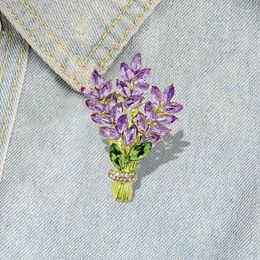 Brooches Lavender Bouquet Brooch With Design Sense Crystal