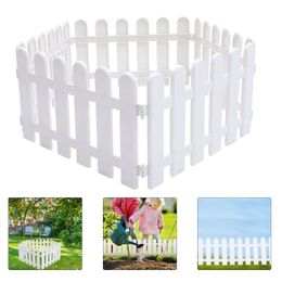 5Pcs Garden Picket Fence Plastic White Edgings Decorative Landscape Path Panels Outdoor Lawn Protective Guard Patio Edging 240309