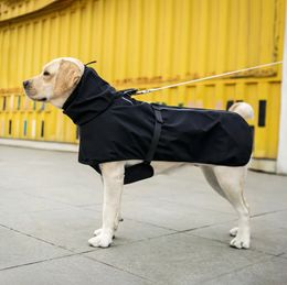Outdoor Waterproof Pet Dog Raincoat Poncho High Collar Reflective Labrador Golden Retriever Corgi Medium and Large Dog Clothing 240319