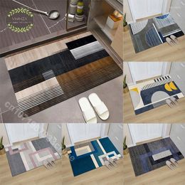 Carpets Geometric Line Door Mat Modern Flannel Rugs Anti-Slip Kitchen Bath Rug Entrance Doormat Simple Bedroom Carpet Home Decoration