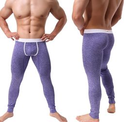 Men039s Sleepwear Mens Sleep Bottoms Thermal Underwear Pants Sexy Penis Pouch Leggings Trousers Fitness Tight Nightwear Long Jo3721579