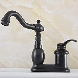Bathroom Sink Faucets Black Oil Rubbed Brass Swivel Spout Two Holes Basin Kitchen Vanity 4" Centerset Lavatory Faucet Mixer Tap Asf832
