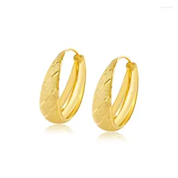 Stud Earrings Charm 24K Gold Plated Earring Advanced Filled Circular Ear Studs For Women Girl Exquisite Jewelry Trendy Decorations 2024