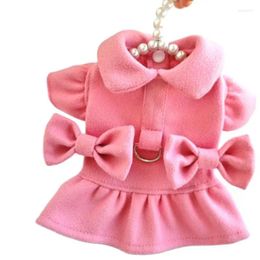 Dog Apparel Pink Colour Dress Winter Cat Puppy Coat Yorkshire Terrier Pomeranian Shih Tzu Poodle Bichon Small Clothes Pet Clothing XS