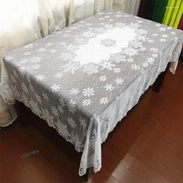 Table Cloth 1 Pc Round/Rectangle Tablecloth White Lace Snowflake Pattern Wedding Dining Cover Home Christmas Party Decora