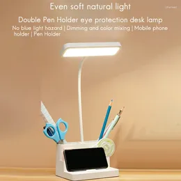 Table Lamps LED Lamp For Children Pen Storage Eye Protection Stepless Dimming Desk Study Student Office Blue