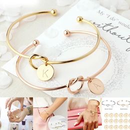 Charm Bracelets Letter A-Z Women's Couples Pink/Silver/colour Gold Alloy Knotted Bracelet Bangles Jewelry