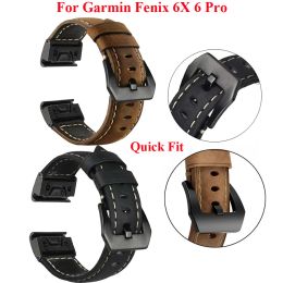 Accessories 22 26mm Genuine Leather Quick Fit Watch Band Strap For Garmin Fenix 6X 5X 3 3HR Watch Easyfit Wristband For Garmin Fenix 6 5