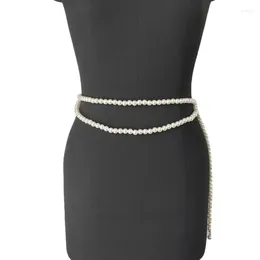 Belts Elegant Pearls Waist Chain Adjustable Belt For Women Prom Banquet Club Party Dropship