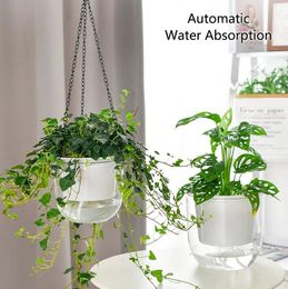 Hanging Flowerpot Self Absorbing Water Planter Thickened Plastic Hydroponic Soil Cultivation Lazy Flower Pot 240320