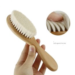 Sdatter Baby Care Pure Natural Wool Wooden Brush Comb Hairbrush born Hair Infant Head Massager 240309