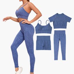 Wholesale 4pcs Women Sportswear Yoga Wear Gym Fitness Sets Seamless Workout Work Out for