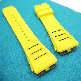 25mm Yellow Watch Band Rubber Strap For RM011 RM 50-03 RM50-01278j