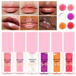 6ml Private Label Lip Oil Custom Bulk Lips Plumping Gloss 7-flavor Cherry Moisturising Anti-drying Film Makeup Cute Pink Cap