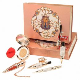 5pc/set Queen Sceptre Admiring Makeup Cosmetic 3 Colour Lipstick Air Cushi BB Cream Veet Lip Gloss Smooth Liquid Eyeliner Kit 01fI#