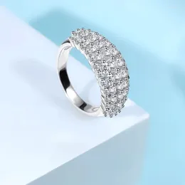 Cluster Rings S925 Silver Luxury Full Diamond Row Personalised Ring Imported High Carbon Engagement Women's Jewellery