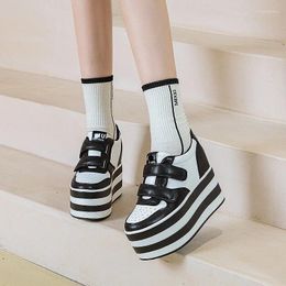 Casual Shoes Krasovki 12cm Spring Cowboy Platform Wedge High Brand Synthetic Cow Genuine Leather Boot Ankle Women Autumn Chunky Sneaker