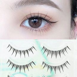 little Devil False Eyeles Natural Cross 5 Pairs 11mm Transparent Stalk Eyeles Extensis Makeup Tool S5er#