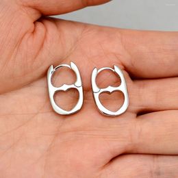 Stud Earrings Korea Silver Colour Pig Nose Earring For Women Geometric Metal Hollow Heart Design Ear Buckle 2024 Fashion Wedding Party