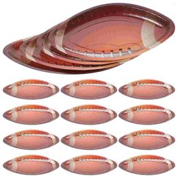 Dinnerware Sets 20Pcs Football Serving Trays Party Oval Paper Plates Shaped Disposable