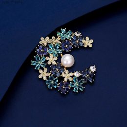 Pins Brooches SUYU Autumn Wreath Full Moon Brooch Fashionable Womens Exquisite Artificial Pearl Brooch New 2023 L240323