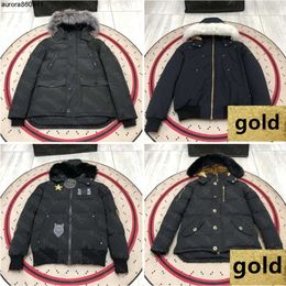Men's Down & Parkas Mens Jacket Gold Badge Keep Warm Windproof Outerwear Coats Thicken to Resist the Cold Winter Coat Plush Collar Quality Overcoat Puffer Jackets Plu
