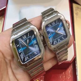 2022 new Square Watches 40mm Geneva Genuine Stainless Steel Mechanical Watches Case and Bracelet Fashion Mens Male Wristwatch ca02270Q