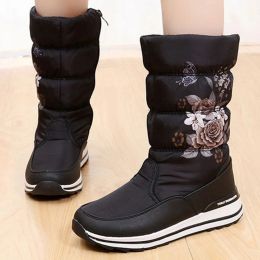 Boots Midcalf Snow Boots Women Waterproof Winter Shoes Platform Rubber Boots Plush Females Hoes Ladies Wedge Fur Botas Mujer Invierno