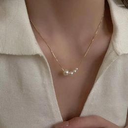 Pendant Necklaces Fashion Four Pearl Choker Girl Summer Luxury Baroque Clavicle Chain For Women Jewellery Gifts