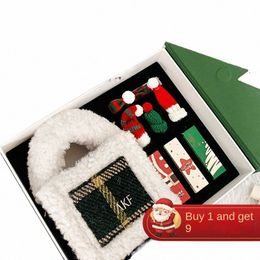 akf Lip Mud Christmas New Year's Day Gift Box Ctains hot Colour Number M11+M20+M24+ Accories+plush Bag T5wl#