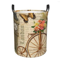 Laundry Bags Dirty Basket Retro Postcard London With Big Ben Folding Clothing Storage Bucket Toy Home Waterproof Organiser